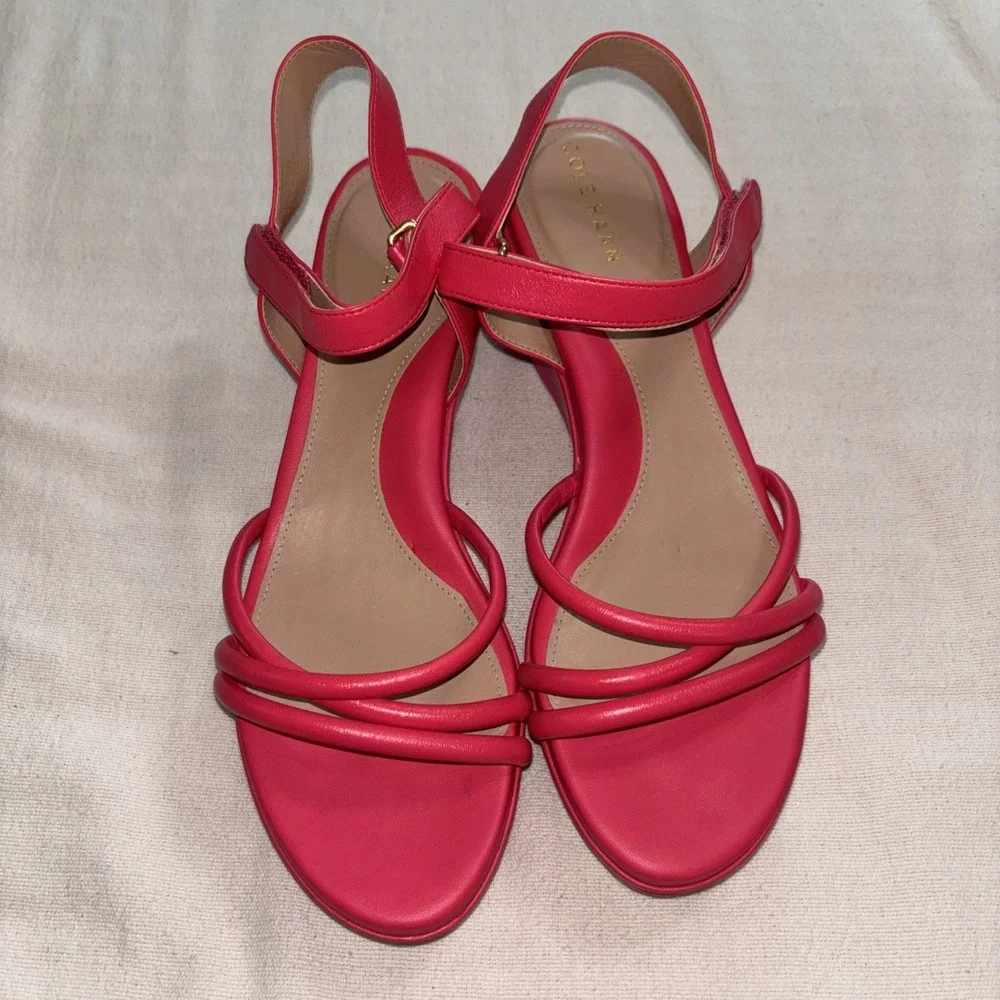 Cole Haan Women's Pink Addison Platform Wedge Leather Strappy Sandal Size 10B - Picture 2 of 10
